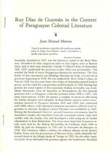Artículos Monográficos | Ruy Díaz de Guzmán in the Context of Paraguayan Colonial Literature